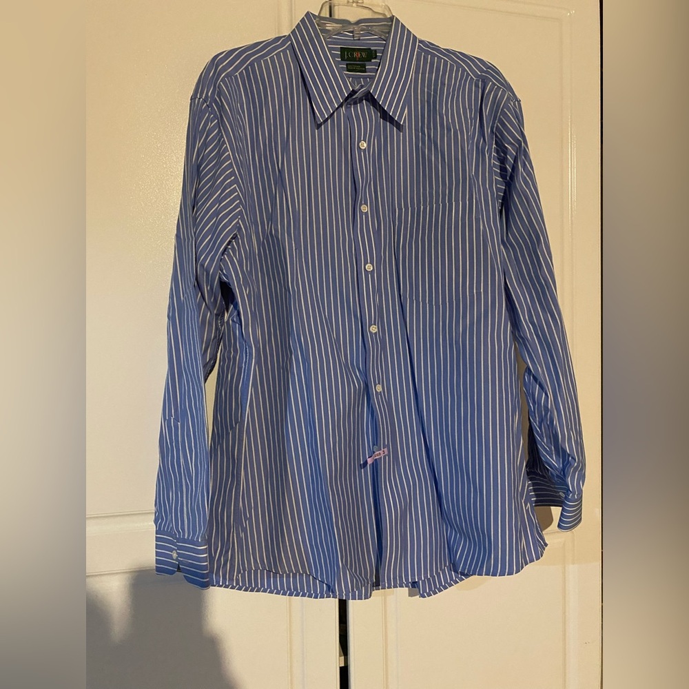 J. Crew Classic Blue and White Striped Dress Shirt 100% cotton